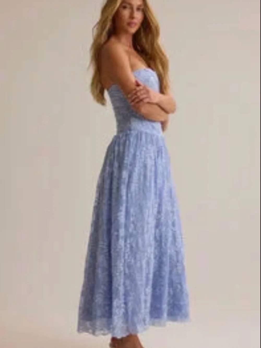 Altar'd State Strapless Lavender Floral Lace Maxi Dress - Picture 3 of 7